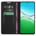 Leather Wallet Case & Card Holder Pouch for Oppo A5 Pro 5G - Black