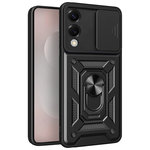 Heavy Duty Shockproof Case / Slide Camera Cover for Samsung Galaxy S25 Edge - Black