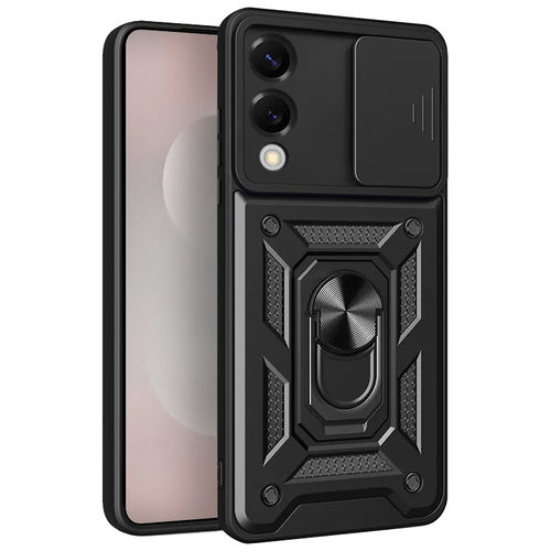 Heavy Duty Shockproof Case / Slide Camera Cover for Samsung Galaxy S25 Edge - Black