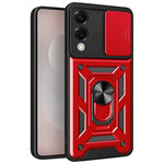 Heavy Duty Shockproof Case / Slide Camera Cover for Samsung Galaxy S25 Edge - Red