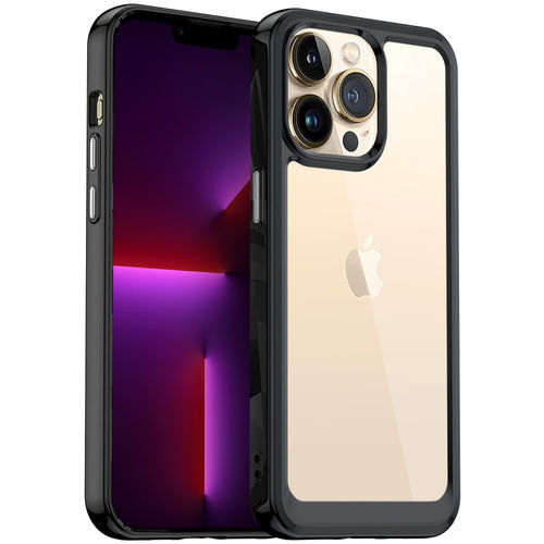 Hybrid Acrylic Tough Shockproof Case for Apple iPhone 13 Pro Max - Black (Frame)