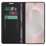 Leather Wallet Case & Card Holder Pouch for Samsung Galaxy S25 Edge - Black