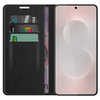 Leather Wallet Case & Card Holder Pouch for Samsung Galaxy S25 Edge - Black