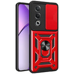 Heavy Duty Shockproof Case / Slide Camera Cover for Oppo A80 5G - Red