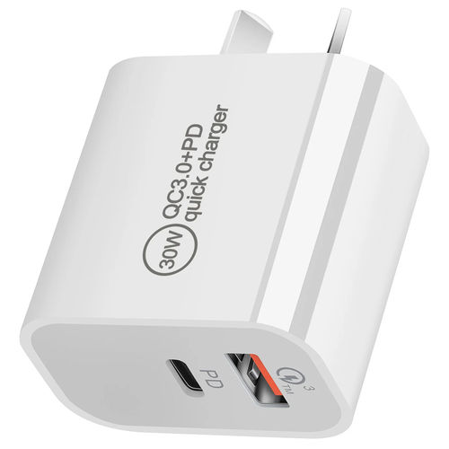 (30W) Dual USB / Type-C (PD 3.0) Wall Charger / Power Adapter for Phone / Tablet