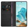 Leather Wallet Case & Card Holder Pouch for Motorola Edge 60 Fusion - Black