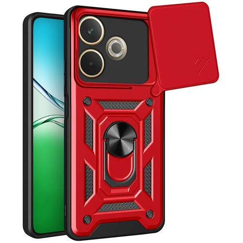 Heavy Duty Shockproof Case / Slide Camera Cover for Oppo A5 Pro 5G - Red