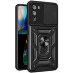Heavy Duty Shockproof Case / Slide Camera Cover for Motorola Moto G82 - Black