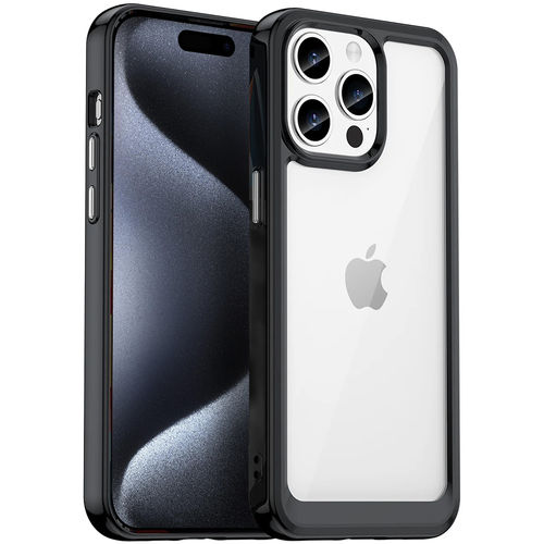 Hybrid Acrylic Tough Shockproof Case for Apple iPhone 15 Pro - Black (Frame)
