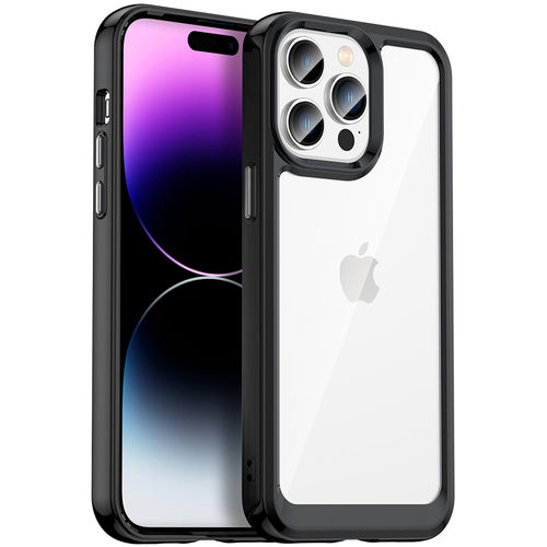 Hybrid Acrylic Tough Shockproof Case for Apple iPhone 14 Pro Max - Black (Frame)