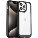 Hybrid Acrylic Tough Shockproof Case for Apple iPhone 15 Pro Max - Black (Frame)