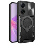 Slim Armour Shockproof Case / Slide Camera / Finger Ring Holder for Oppo A78 5G - Black