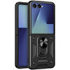 Slim Armour Shockproof Case / Finger Ring Stand for Samsung Galaxy Z Flip7 - Black