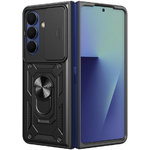 Slim Armour Shockproof Case / Slide Cover / Ring Stand for Samsung Galaxy Z Fold7 - Black