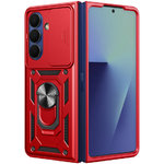 Slim Armour Shockproof Case / Slide Cover / Ring Stand for Samsung Galaxy Z Fold7 - Red