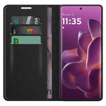 Leather Wallet Case & Card Holder Pouch for Motorola Edge 60 / 60 Pro - Black