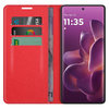 Leather Wallet Case & Card Holder Pouch for Motorola Edge 60 / 60 Pro - Red