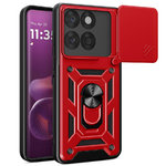Heavy Duty Shockproof Case / Slide Camera Cover for Motorola Edge 60 Pro - Red