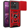 Heavy Duty Shockproof Case / Slide Camera Cover for Motorola Edge 60 Pro - Red