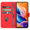 Leather Wallet Case & Card Holder Pouch for TCL 605 4G - Red