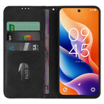 Leather Wallet Case & Card Holder Pouch for TCL 605 / 60 SE 4G - Black