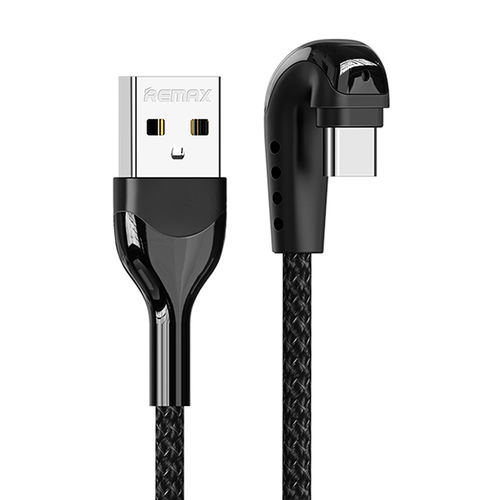 Remax U-Shape (180 Degree) USB Type-C (Anti-tangle) Charging Cable (1m) - Black