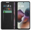 Leather Wallet Case & Card Holder Pouch for Motorola Moto G56 - Black
