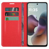 Leather Wallet Case & Card Holder Pouch for Motorola Moto G56 - Red