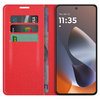 Leather Wallet Case & Card Holder Pouch for Motorola Moto G86 Power - Red