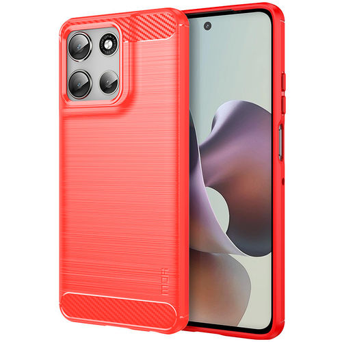 Mofi Flexi Slim Carbon Fibre Case for Motorola Moto G56 - Brushed Red