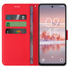 Leather Wallet Case & Card Holder Pouch for TCL 60 SE NxtPaper 5G - Red