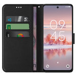 Leather Wallet Case & Card Holder Pouch for TCL 60 SE NxtPaper 5G - Black