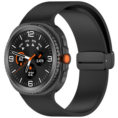 Magnetic Clasp Sport Silicone Band for Samsung Galaxy Watch8 / 8 Classic - Black