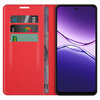 Leather Wallet Case & Card Holder Pouch for Oppo A5 4G - Red