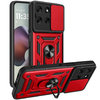 Heavy Duty Shockproof Case / Slide Camera Cover for Motorola Moto G56 - Red