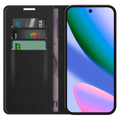 Leather Wallet Case & Card Holder Pouch for Google Pixel 10 / 10 Pro - Black