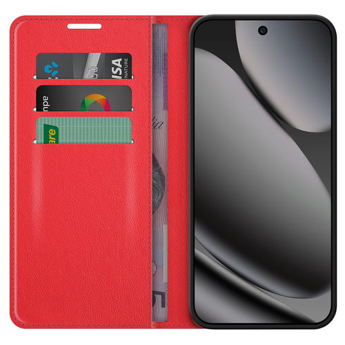 Leather Wallet Case & Card Holder Pouch for Google Pixel 10 Pro XL - Red