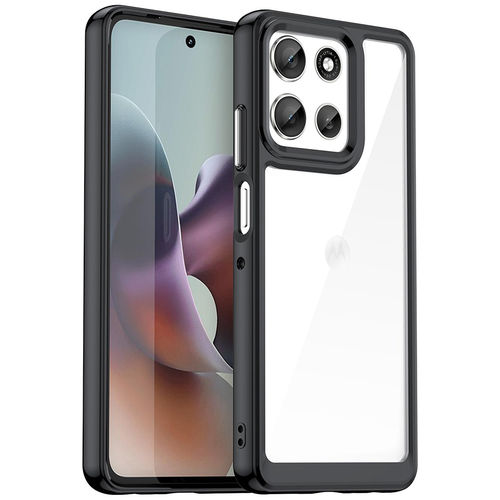 Hybrid Acrylic Tough Shockproof Case for Motorola Moto G56 - Black (Frame)