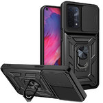 Heavy Duty Shockproof Case / Slide Camera Cover for Oppo A54 5G / A74 5G - Black