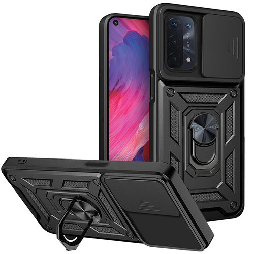 Heavy Duty Shockproof Case / Slide Camera Cover for Oppo A54 5G / A74 5G - Black
