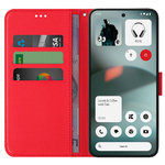 Leather Wallet Case & Card Holder Pouch for Nothing Phone (3) - Red