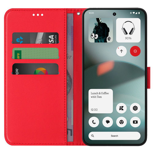 Leather Wallet Case & Card Holder Pouch for Nothing Phone (3) - Red
