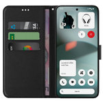Leather Wallet Case & Card Holder Pouch for Nothing Phone (3) - Black