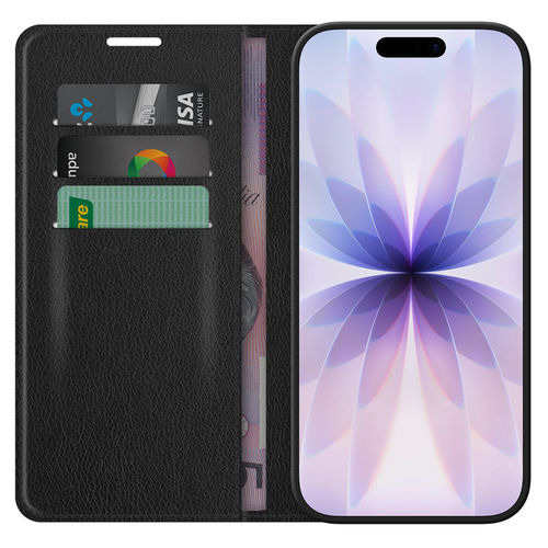 Leather Wallet Case & Card Holder Pouch for Apple iPhone 17 - Black