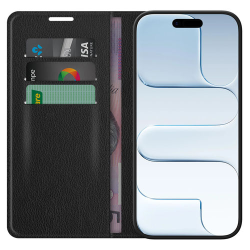 Leather Wallet Case & Card Holder Pouch for Apple iPhone Air - Black