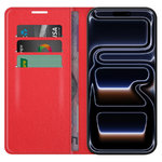 Leather Wallet Case & Card Holder Pouch for Apple iPhone 17 Pro Max - Red