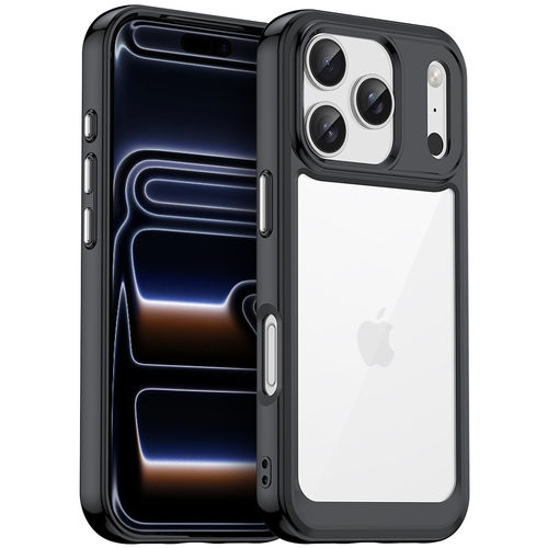 Hybrid Acrylic Tough Shockproof Case for Apple iPhone 17 Pro Max - Black (Frame)