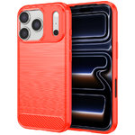 Flexi Slim Carbon Fibre Case for Apple iPhone 17 Pro Max - Brushed Red