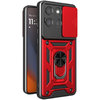 Heavy Duty Shockproof Case / Slide Camera Cover for Motorola Moto G86 Power - Red