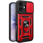 Heavy Duty Shockproof Case / Slide Camera Cover for Apple iPhone 17 - Red